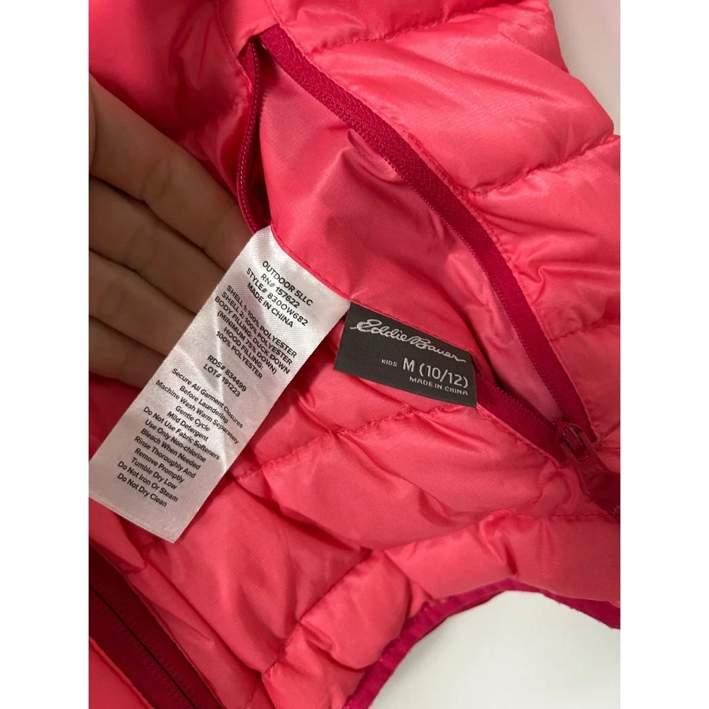 Eddie Bauer Kids Reversible Puffer Jacket Pink Ombre Hooded Zip Up Size M‎ 10 12